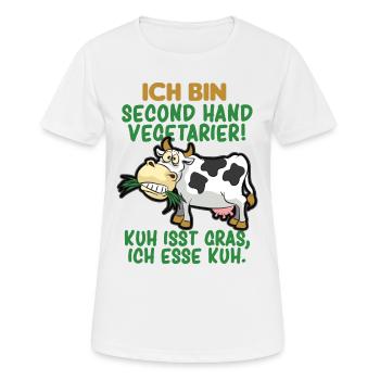 SECOND HAND VEGETARIER FLEISCHESSER HUMOR - Frauen T-Shirt atmungsaktiv - Weiß - Vorne - AI Model Female 172 dark (172cm)