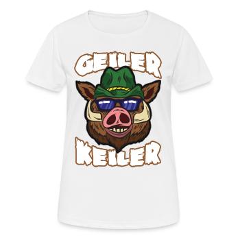 Geiler Keiler Jäger Jagd Spruch lustiger Humor - Frauen T-Shirt atmungsaktiv - Weiß - Vorne - AI Model Female 172 dark (172cm)