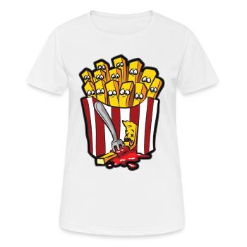 POMMES KETCHUP HUMOUR frites humour comique de bande dessinée - T-shirt respirant Femme - blanc - Devant - AI Model Female 172 dark (172cm)