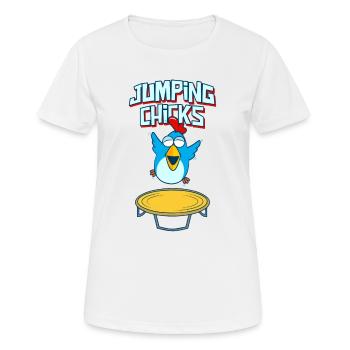 Jumping Chick Trampoline Humour - T-shirt respirant Femme - blanc - Devant - AI Model Female 172 dark (172cm)