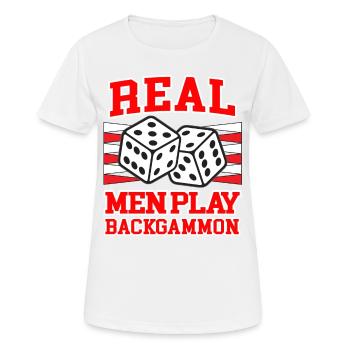 REAL MEN PLAY BACKGAMMON humour de jeu de plateau - T-shirt respirant Femme - blanc - Devant - AI Model Female 172 dark (172cm)