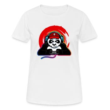 Gaming Panda Headset Controller - Frauen T-Shirt atmungsaktiv - Weiß - Vorne - AI Model Female 172 dark (172cm)