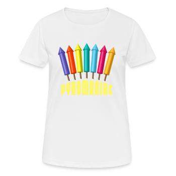 Humour pyrotechnicien de feu d'artifice de missile pyromane - T-shirt respirant Femme - blanc - Devant - AI Model Female 172 dark (172cm)