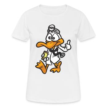 Enten Doktor Cartoon Comic Humor - Frauen T-Shirt atmungsaktiv - Weiß - Vorne - AI Model Female 172 dark (172cm)