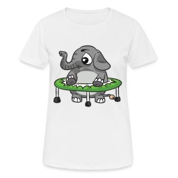 Gros éléphant dans un trampoline - T-shirt respirant Femme - blanc - Devant - AI Model Female 172 dark (172cm)