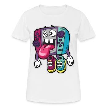 Gamer Humor Lustiger Cartoon Comic Controller - Frauen T-Shirt atmungsaktiv - Weiß - Vorne - AI Model Female 172 dark (172cm)