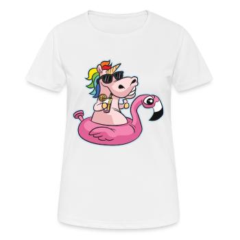 Flamant rose licorne POOL PARTY - T-shirt respirant Femme - blanc - Devant - AI Model Female 172 dark (172cm)