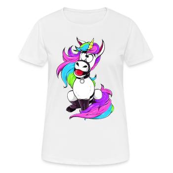 Evil Unicorn BDSM Sub Brat DDLG Bondage Humor - Women's Breathable T-Shirt - white - Front - AI Model Female 172 dark (172cm)