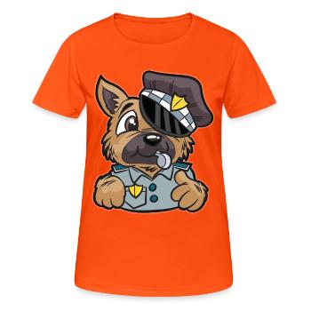 Police Dog Police Dog Policier anglais Bobby - T-shirt respirant Femme - orange néon - Devant - AI Model Female 172 dark (172cm)