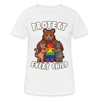 PROTECT EVERY CHILD Mutterliebe schwuler Bär LGBTQ - Frauen T-Shirt atmungsaktiv - Weiß - Vorne - AI Model Female 172 dark (172cm)