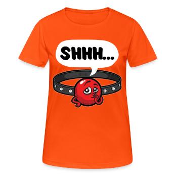 BALL GAG HUMOUR Funny gag BDSM blague kinky - T-shirt respirant Femme - orange néon - Devant - AI Model Female 172 dark (172cm)