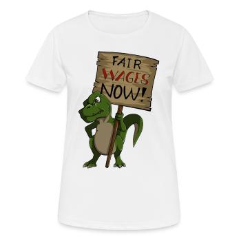 Fair Wages Salary Strike Dino Union - Women's Breathable T-Shirt - white - Front - AI Model Female 172 dark (172cm)