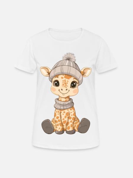 Giraffe Süß Niedlich Baby Kinder Tier Cartoon - Frauen T-Shirt atmungsaktiv - Weiß