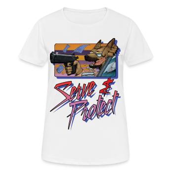 Gun Dog - Serve and protect - inscription - Women's Breathable T-Shirt - white - Front - AI Model Female 172 dark (172cm)