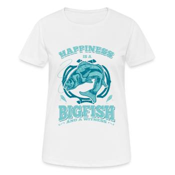 Happiness is a big fish and a witness Geschenkidee - Frauen T-Shirt atmungsaktiv - Weiß - Vorne - AI Model Female 172 dark (172cm)
