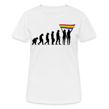 LGBTQ Evolution lesbienne pride lesbiennes drapeau - T-shirt respirant Femme - blanc - Devant - AI Model Female 172 dark (172cm)