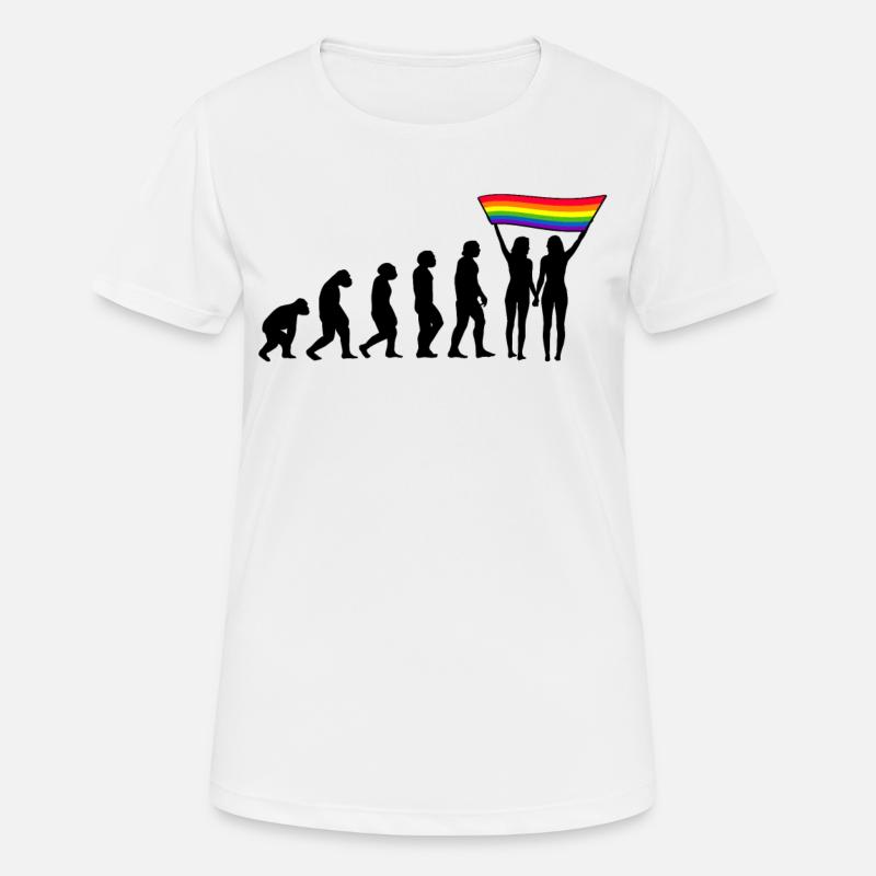LGBTQ Evolution lesbienne pride lesbiennes drapeau - T-shirt respirant Femme - blanc