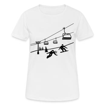 Snowboard Snowboarding Skilift Snowboarder - Frauen T-Shirt atmungsaktiv - Weiß - Vorne - AI Model Female 172 dark (172cm)