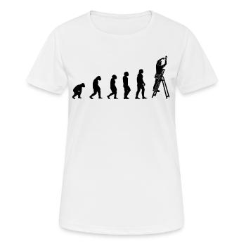 Electrician with tools on caretaker ladder, - Women's Breathable T-Shirt - white - Front - AI Model Female 172 dark (172cm)