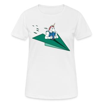 Paper Airplane Pilot Math Teacher Unicorn - Women's Breathable T-Shirt - white - Front - AI Model Female 172 dark (172cm)