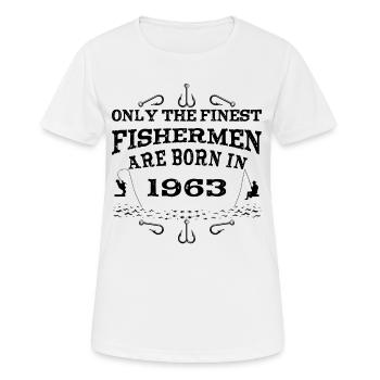 Angler born 1963 birthday - Women's Breathable T-Shirt - white - Front - AI Model Female 172 dark (172cm)