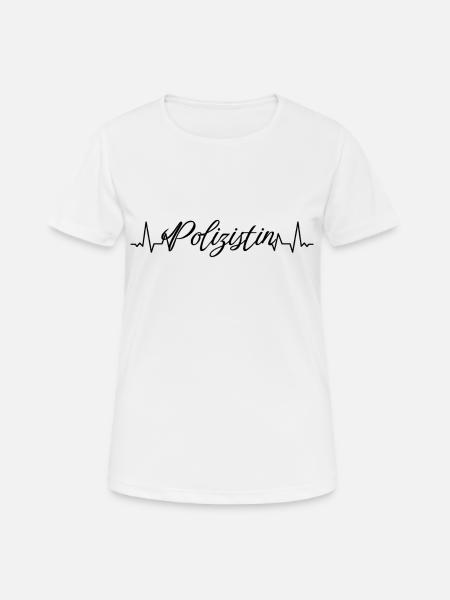 Polizisten Herzschlag Polizei Polizistin - Frauen T-Shirt atmungsaktiv - Weiß