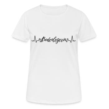 Parkett-Teppich Herzschlag Bodenlegerin - Frauen T-Shirt atmungsaktiv - Weiß - Vorne - AI Model Female 172 dark (172cm)