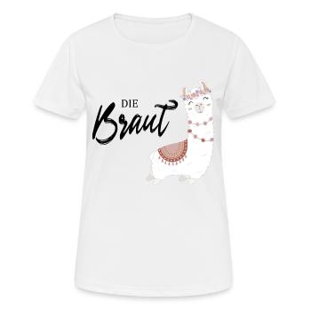 Cadeau de fête de baccalauréat en alpaga mariée - T-shirt respirant Femme - blanc - Devant - AI Model Female 172 dark (172cm)