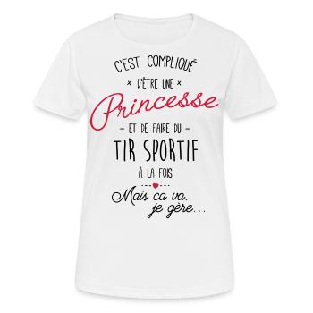 princesse et Tir sportif - T-shirt respirant Femme - blanc - Devant - AI Model Female 172 dark (172cm)