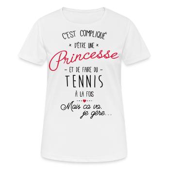 princesse et Tennis - T-shirt respirant Femme - blanc - Devant - AI Model Female 172 dark (172cm)