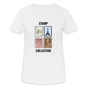 Philatéliste collectionneur de timbres - T-shirt respirant Femme - blanc - Devant - AI Model Female 172 dark (172cm)