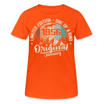 Januar 1956 Originales Geburtstagsgeschenk 69 Jahre alt - Frauen T-Shirt atmungsaktiv - Neonorange - Vorne - AI Model Female 172 dark (172cm)