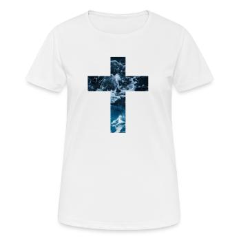 Living Water Christian Cross - Frauen T-Shirt atmungsaktiv - Weiß - Vorne - AI Model Female 172 dark (172cm)