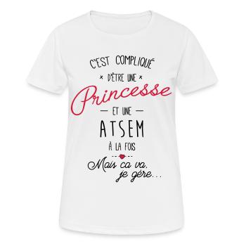 Princesse et atsem - T-shirt respirant Femme - blanc - Devant - AI Model Female 172 dark (172cm)