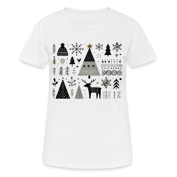 Skandinavische Weihnachtselemente mit Rentier - Frauen T-Shirt atmungsaktiv - Weiß - Vorne - AI Model Female 172 dark (172cm)