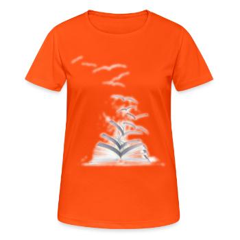 LEARNING BOOKS - Women's Breathable T-Shirt - neon orange - Front - AI Model Female 172 dark (172cm)