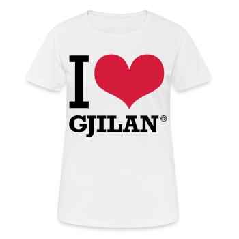 I LOVE GJILAN - Frauen T-Shirt atmungsaktiv - Weiß - Vorne - AI Model Female 172 dark (172cm)