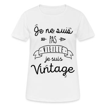 Je ne suis pas vieille je suis vintage - T-shirt respirant Femme - blanc - Devant - AI Model Female 172 dark (172cm)