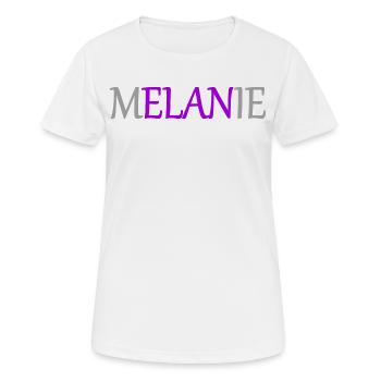 Melanie - Elan - Namenstag Vers.2 - Frauen T-Shirt atmungsaktiv - Weiß - Vorne - AI Model Female 172 dark (172cm)