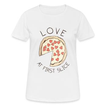 Pizza Love At First Slice - Frauen T-Shirt atmungsaktiv - Weiß - Vorne - AI Model Female 172 dark (172cm)