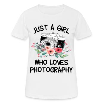 Juste une fille qui aime la photographie - T-shirt respirant Femme - blanc - Devant - AI Model Female 172 dark (172cm)