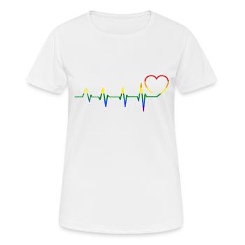Heartbeat heartbeat LGBT CSD chemise - T-shirt respirant Femme - blanc - Devant - AI Model Female 172 dark (172cm)