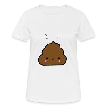 Poop Kackhaufen Emoji - Frauen T-Shirt atmungsaktiv - Weiß - Vorne - AI Model Female 172 dark (172cm)