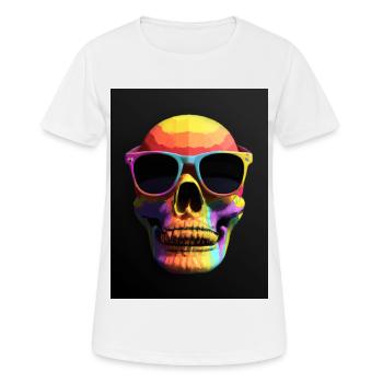Colorful skull and crossbones with sunglasses - Women's Breathable T-Shirt - white - Front - AI Model Female 172 dark (172cm)