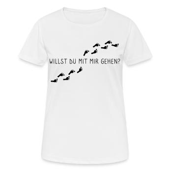 Willst du mit mir gehen? - Frauen T-Shirt atmungsaktiv - Weiß - Vorne - AI Model Female 172 dark (172cm)
