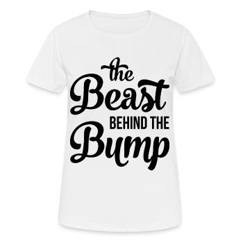 THE BEAST BEHIND lustiges Geschenk Schwangere - Frauen T-Shirt atmungsaktiv - Weiß - Vorne - AI Model Female 172 dark (172cm)