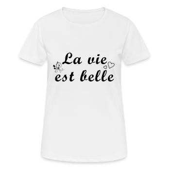 La vie est belle - Women's Breathable T-Shirt - white - Front - AI Model Female 172 dark (172cm)
