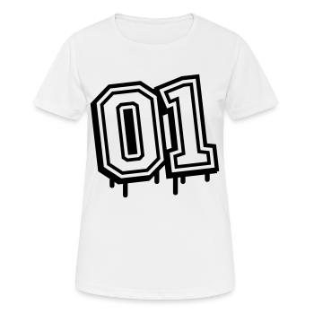01 eins nummer 1 - Frauen T-Shirt atmungsaktiv - Weiß - Vorne - AI Model Female 172 dark (172cm)