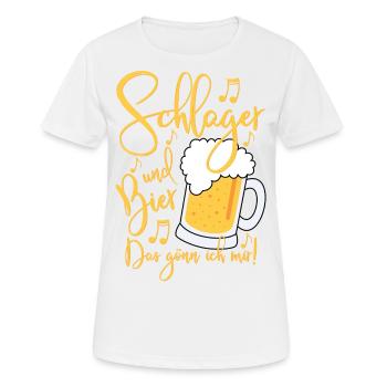 Schlager und Bier Das gönn ich mir Festival Party - Frauen T-Shirt atmungsaktiv - Weiß - Vorne - AI Model Female 172 dark (172cm)