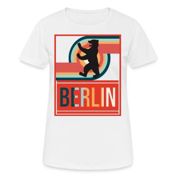 Berlin Bär - Tourist City Trip Vintage Pattern - Women's Breathable T-Shirt - white - Front - AI Model Female 172 dark (172cm)